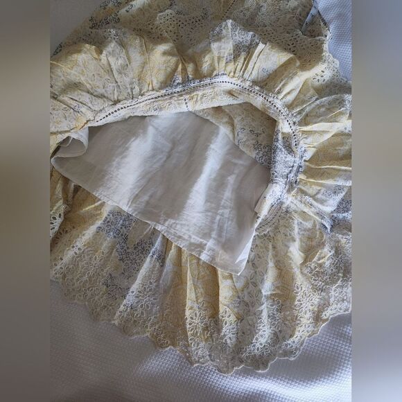 Rachel Zoe eyelet strappy bohemian coastal dress white and soft yellow medium - Picture 3 of 8